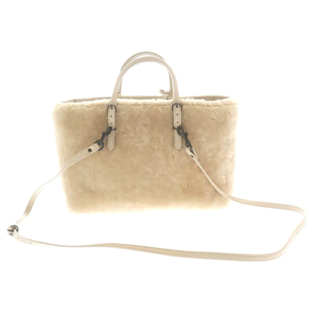 Balenciaga Fur Bag Handbag Beige Shoulder